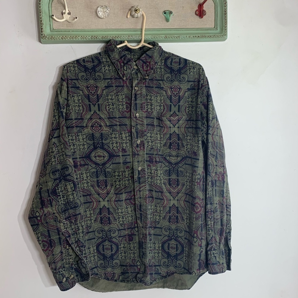 Trader Bay Button Front Mix Print Regal Long Slee… - image 3